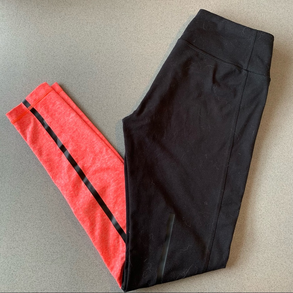 ZELLA Black and Neon Pink Full Length Running Tights